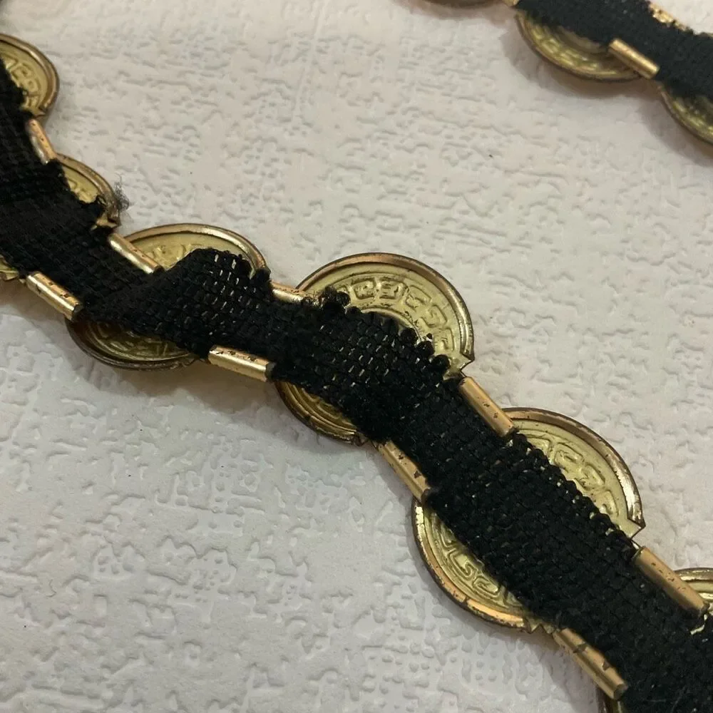 Vintage Gold Metal/Tin Medallions Belt 42”Greek Style Not stretchy Costume Craft